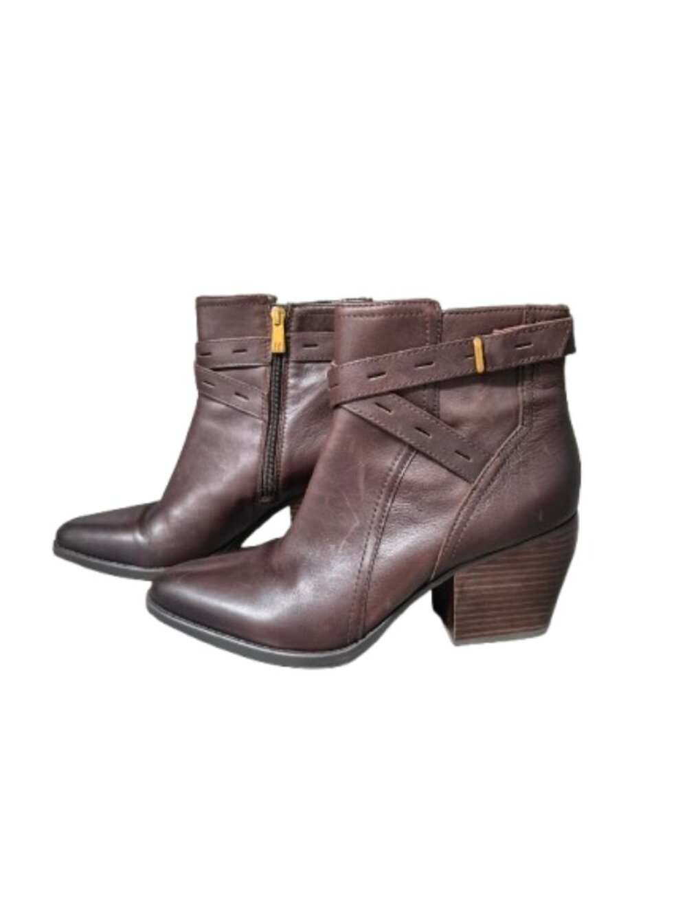 10 Naturalizer Fenya Brown Leather Ankle Booties Boots